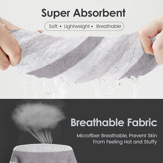 JML Bath Towels, Pack of 4, 30"x60", Large, Cabana Stripe Grey | Hanging Loop, Lint Free, Oversized, Soft, Super Absorbent,Fast Drying, Perfect for Shower, Sauna, Gym, Sports, Fitness, Yoga