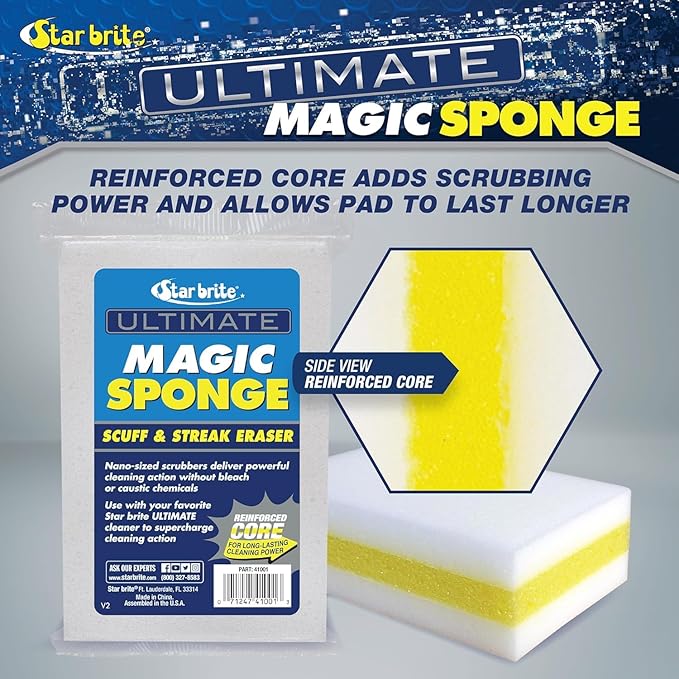STAR BRITE Ultimate Magic Sponge - Boat Scuff Eraser Melamine Scrubber with Reinforced Core - 18 Pack (041018)