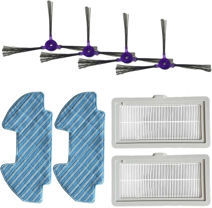 EtLin 8Pcs/Set Side Brush Filter Mop Cloth Clean Kit Compatible with Samsung POWERbot-E VR05R5050WK Vacuum Cleaner Parts Accessories