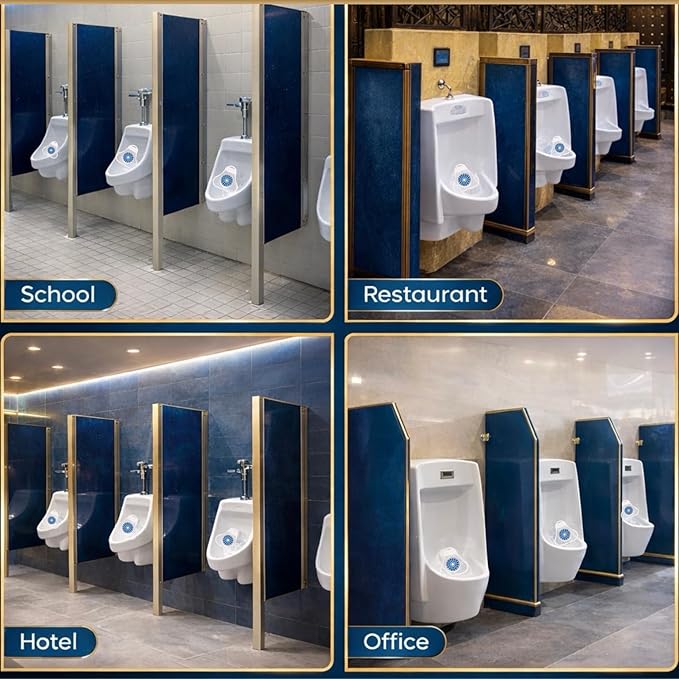 PREMIUM Urinal Screen Deodorizer-12 Pack, LONG-LASTING (Up to 30 DAYS/3000 FLUSHES), ANTI SPLASH & ODOR CONTROL, Urinal Cakes for Men Bathroom, Ocean Breeze Scent, with Gloves & Tongs