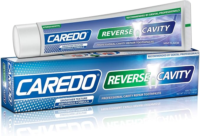 CAREDO Cavity Reversal Hydroxyapatite Toothpaste for Adults, Cavity Tooth Filler as Home Cavity Repair, Fluoride Free Reverse Cavities Treatment for Tooth Decay Repair, Remineralizing Repair 3.52OZ