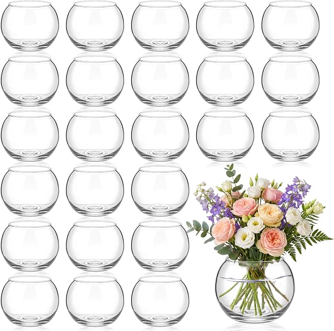 24 Pcs Fish Bowl Bubble Vase Bulk,2.95" h X 3.94" w
