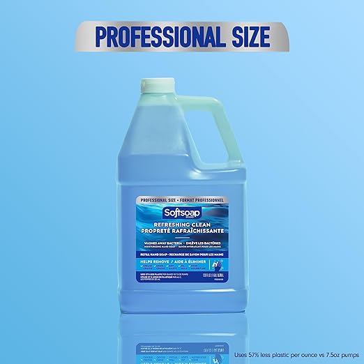 Softsoap Antibacterial Liquid Hand Soap Refill, Refreshing Clean, Moisturizing Hand Soap, 1 Gallon (Pack of 4)