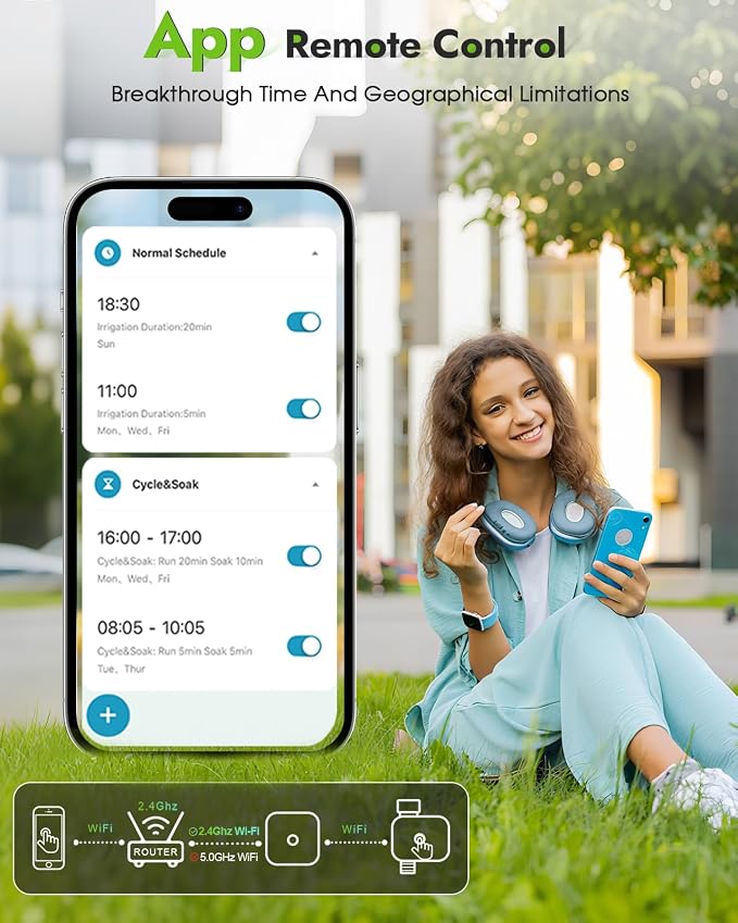 Insoma WiFi Water Timer with Brass Inlet&Outlet, Smart Sprinkler Timer + Auto/Manual/Rain Delay for Garden, Hose Timers with Hub, Up to 20 Watering Plans, APP & Voice Control, Compatible with Alexa