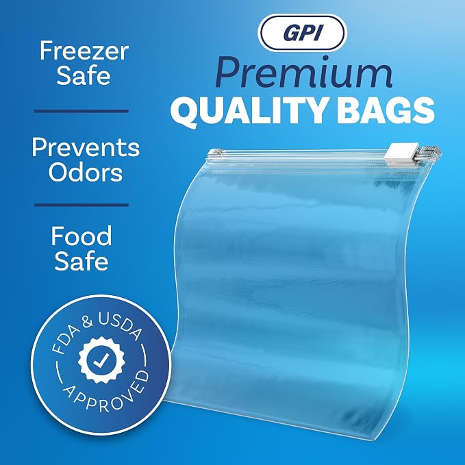 GPI - Slider Zip Food Storage Snack Bags, 6" x 6" 3 Mil Heavy Duty, Strong & Durable For Freezer Storage, 200 Count
