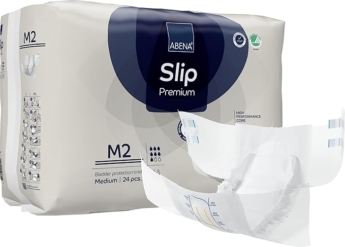 Abena Slip Premium Incontinence Briefs, Level 2, (Extra Small to Extra Large Sizes), Medium, 96 Count