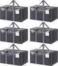 6 Pack Extra Heavy Duty Large Moving Bags with Strong Zipper, Gray | Comfortable Handles, Sturdy & Durable Clothes Storage Bags Totes Bins, Blue Packing Moving Boxes for College Supplies