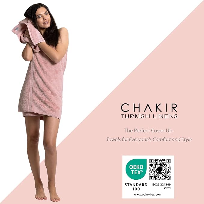 Chakir Turkish Linens 2 Piece Large Bath Sheets, 100% Cotton Luxury Turkish Towels for Bathroom, Soft Absorbent Oversized Bath Towels, 35 x 70 Inches, Pink