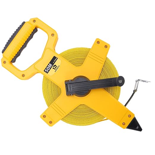 Open Reel Fiberglass Tape Measure, 165 Foot Tape Measure by 1/2-Inch, Inch/Metric Scale for Engineer,Outdoor, Athletic Field, Impact Resistant ABS Shell (165FT/50M