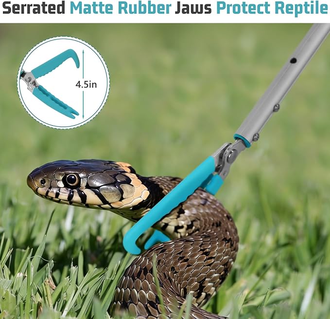 ASTRAEA 78" Snake Tongs Grabber, Extendable Extra Long Rattle Reptile Catcher Wide Jaw Handling Tool with Lock, Telescopic Snake Hook