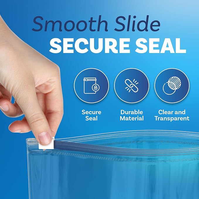 1000 Count - Slider Zip 2 Gallon Jumbo Food Storage Bags, 12" x 15" 3 Mil Heavy Duty, Extra Large, Strong & Durable For Freezer Storage. GPI