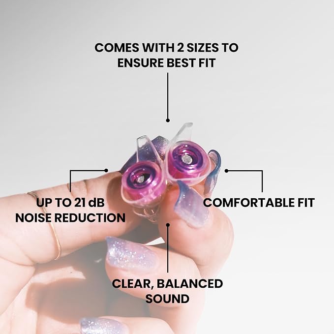Eargasm High Fidelity Pink Earplugs for Concerts, Festivals, Musicians, DJs, Night-Life, Motorcycle Hearing Protection - Reusable Ear Plugs for High Fidelity Noise Reduction up to 21 dB