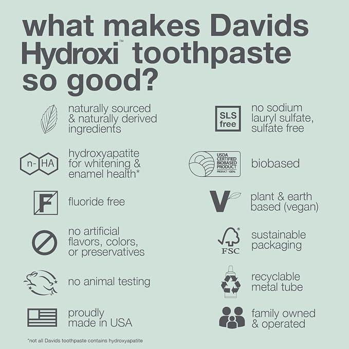 Davids Nano Hydroxyapatite Toothpaste Fluoride Free Orange Vanilla 4oz | Whitening | Remineralizing | Enamel Health | Antiplaque | SLS Free | Made in USA | Recyclable Metal Tube | EWG Verified