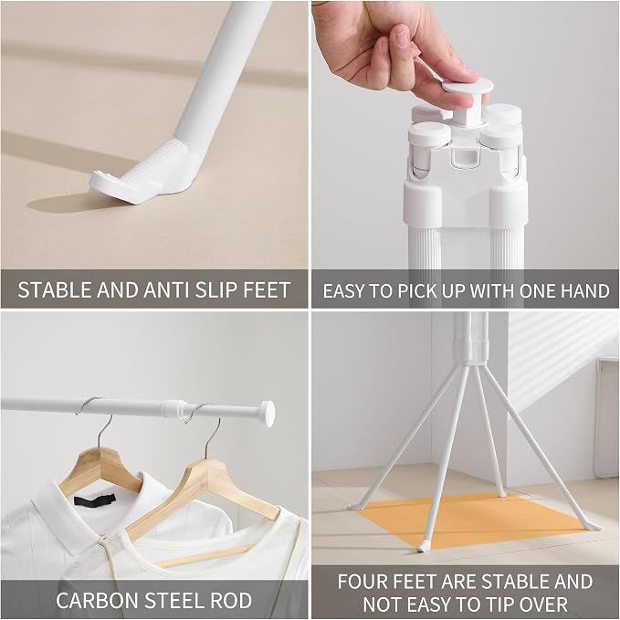 RFOUO Clothes Drying Rack Tripod Aluminum-4rods16 Clips,Portable Foldable Drying Rack,Space-Saving,Drying Rack Clothing for Laundry Bedroom Household RV Camping