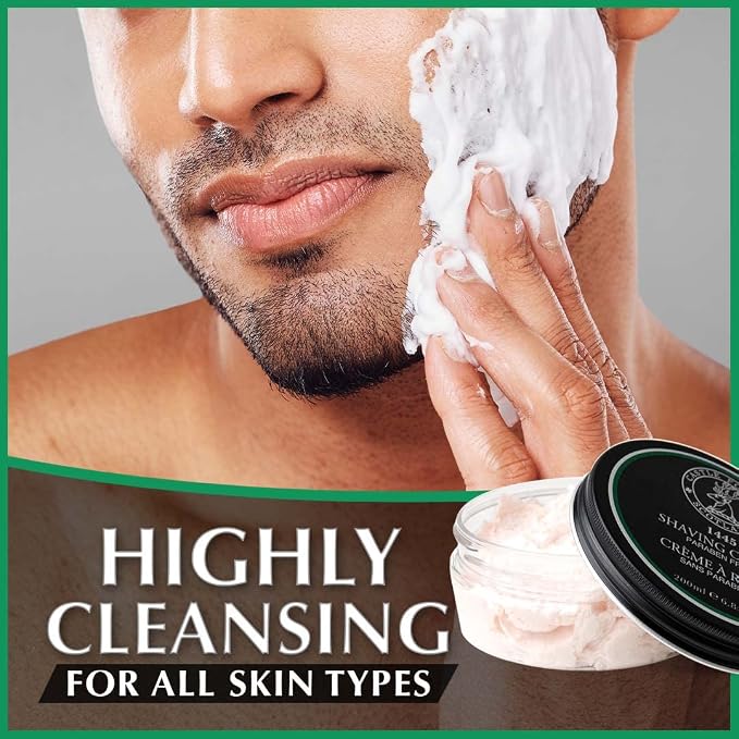 Castle Forbes 1445 Shaving Cream For Men, 6.8 fl.oz. | Moisturizing Smooth Shave Lather w/Essential Oils | Protects All Skin Types From Razor Burn & Irritation | Luxury Grooming & Beard Care