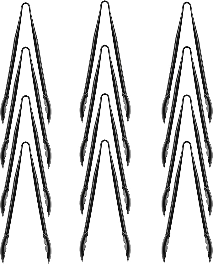 Carlisle FoodService Products 471203 Carly Salad Tong, 12" Utility Tong, Black, 12 Pack