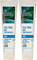 Desert Essence Tea Tree Oil Toothpaste - Mint - 6.25 Oz - Pack of 2 - Refreshing Taste - Deep Cleans Teeth & Gums - Helps Fight Plaque - Sea Salt - Pure Essential Oil - Baking Soda