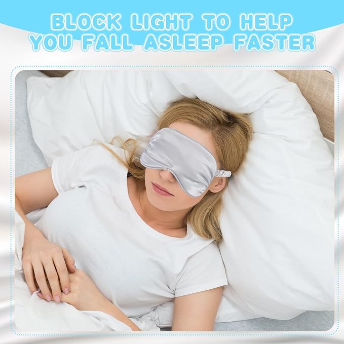 Coume 16 Pieces Silk Sleep Mask Eye Coverings for Sleeping Smooth Soft Eye Covers Mask About 20 x 9.2 cm/ 7.87 x 3.62 Inch