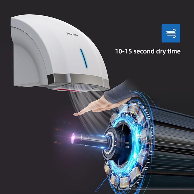 Hand Dryer for Home Bathroom White ABS Cover Noise Reduction Easy Installation Plug in for Household
