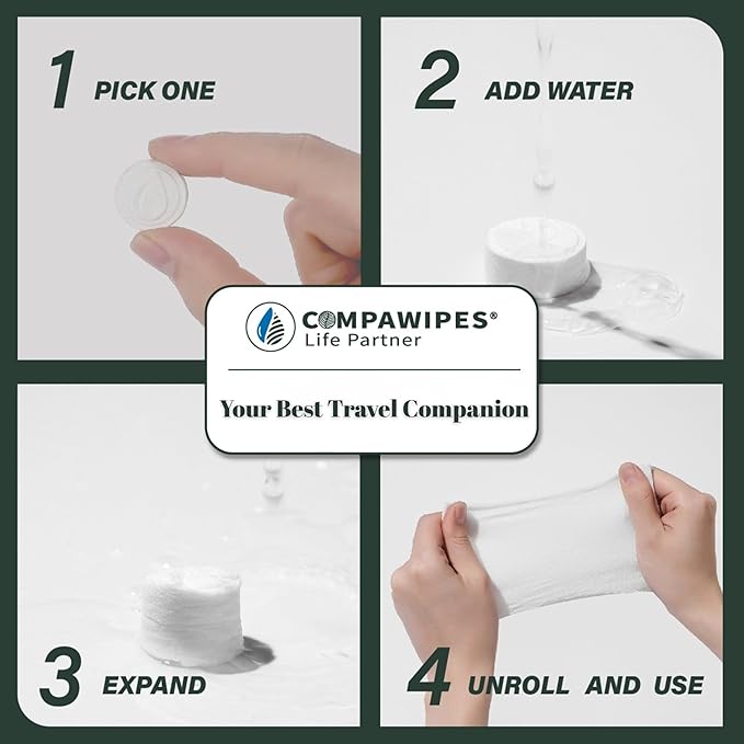500 PCS Compressed Towel Tablets - Travel Disposable Towels, Compressed Hiking Toilet Paper, Wilderness Wipes, Compact Toilet Paper, Disposable Compressed Face Towel for Camping, Backpacking & Beauty