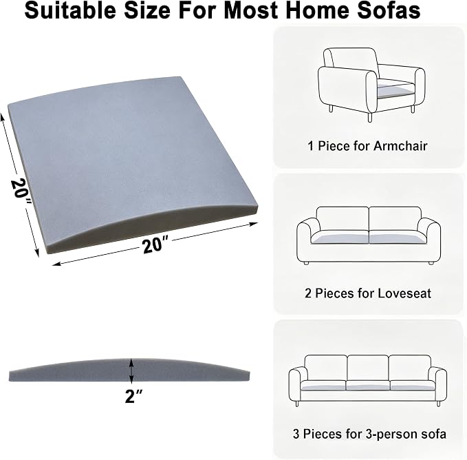 JMGBird 19.5x19.5 Inch Sofa Cushion Inserts Set of 4 - Sponge Pads Support for Collapsed Couch Cushions Restoration