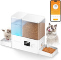 2-in-1 Automatic Cat Feeder & Water Dispenser,WiFi Control Feeding | 2.4G WiFi APP/Timed Feeding/5L Food Feeder,3.5L Water Fountain/Stainless Steel Bowls/Detachable Clean/White
