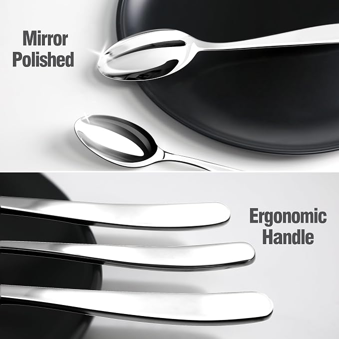 Silverware Set for 8, 40 Piece Heavy 18/10 Stainless Steel Flatware Utensils Cutlery Set, Mirror Polished knives Forks and Spoons Silverware Sets,Dishwasher Safe for Dinner Home Kitchen,Wedding Party