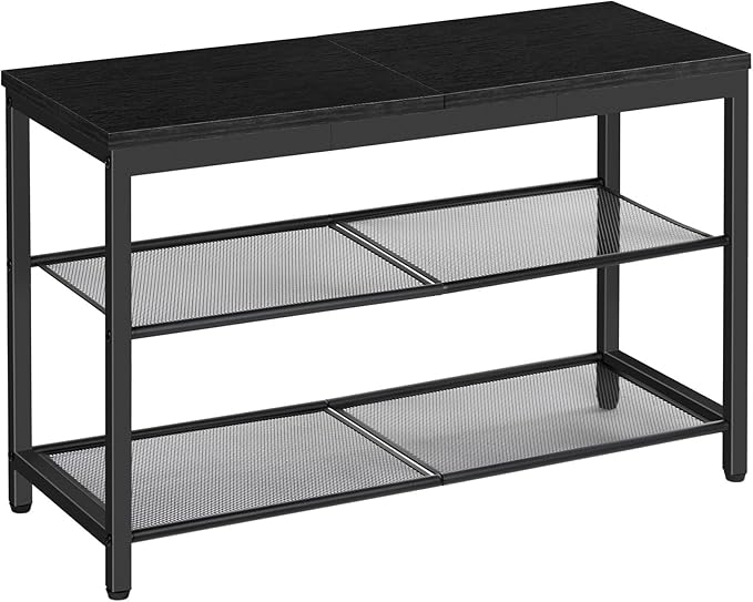 HOOBRO Shoe Bench, 3-Tier Shoe Rack, Industrial Shoe Organizer Storage Bench, 29.5 inches Entry Bench with Mesh Shelves, for Entryway, Living Room, Hallway, Easy Assembly, Black BB75HX01