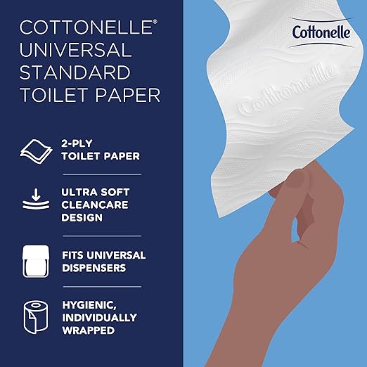 Cottonelle® Professional CleanCare Standard Roll Bulk Toilet Paper (58696), 2-Ply, White, Individually Wrapped (400 Sheets/Roll, 40 Rolls/Case, 16,000 Sheets/Case)