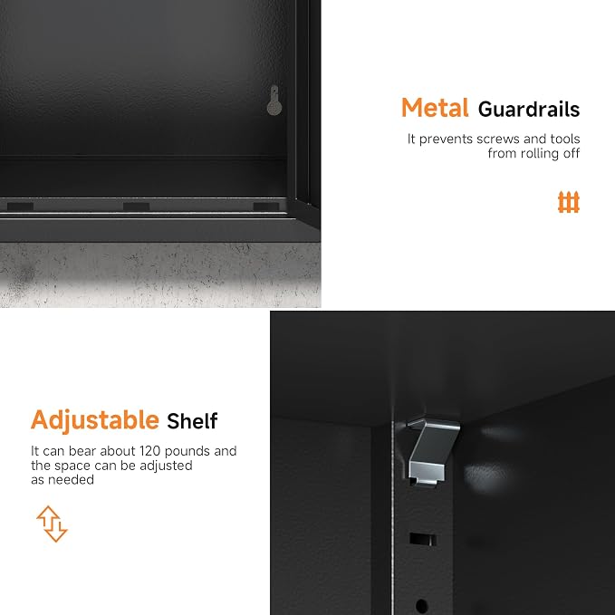Coolsun 26" H Garage Wall Cabinet with Lockable Doors and Adjustable Shelf | Metal Wall Cabinet for Garage Assembly Required (26" H Black)