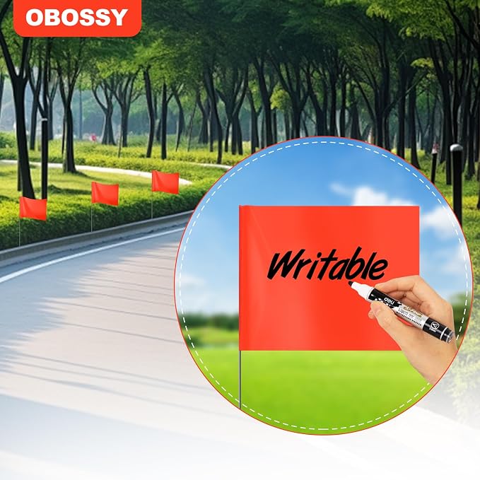 15x4x5 Inch Marking Flags – High-Visibility Yard & Lawn Flags for Boundary, Dog Training, Landscaping, Sprinklers, Surveying & Construction | Durable, UV & Weather Resistant (Orange, 500 Pack)