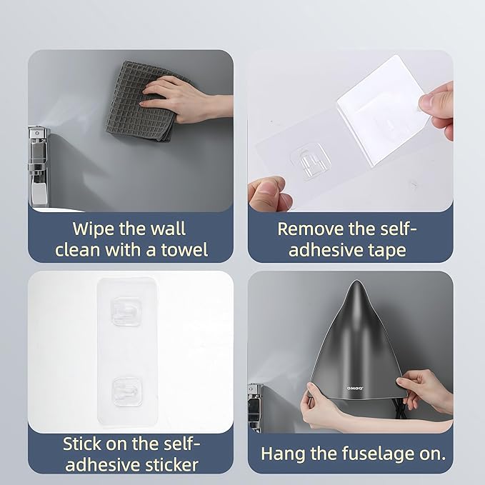 Electric Hand Dryer for Home Bathroom, 1600W Touchless Electric Hand Dryer with Fast Drying, Low Noise, with No-Drill Installation, Compact Automatic Sensor Dryer for Home, Kitchen, Hotel (Black)
