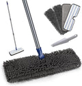 Masthome Dual Sided Flip Mop, Wet Dry Microfiber Dust Mop with 4 Pads & Scraper, 360° Swivel for Hardwood, Laminate, Tile, Pet Hair Cleaning