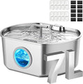 Cat Water Fountain Stainless Steel - 7L/236oz Cat Drinking Fountain | Dog Water Fountain Inside - Automatic Dog Watering Dispenser Bowl - Large Capacity for Multiple Pets (10 Filters)