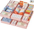 DIMJ Drawer Organizer Clothes, 20 Pack Dresser Organizer, Foldable Closet Organizers and Storage, Fabric Dresser Bins, Drawer Dividers for Nursery, Baby Clothes, Underwears, Sock (Pink)