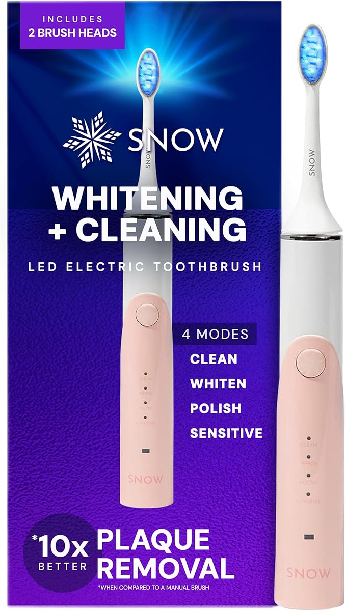 SNOW LED Electric Toothbrush Gen 2 – Rechargeable Electronic Brush for Adults – Sonic Technology w/LED Light Whitening & Cleaning Powered for Oral Routine Coastal Sunset Pink Gen2