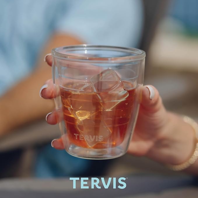 Tervis Clear & Colorful Tabletop 12oz Made in USA Double Walled Insulated Tumbler Travel Cup Keeps Drinks Cold & Hot, 12oz - 4pk, Clear | Made in USA, Double-wall Insulated, Shatterproof, BPA-Free, Dishwasher Safe, Fits Most Cupholders, Great to Gift, ...