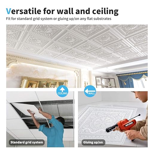 Art3d Drop Ceiling Tiles, Glue up Ceiling Tiles, 2'x2' Plastic Sheet in White (12-Pack, 48 Sq.ft)