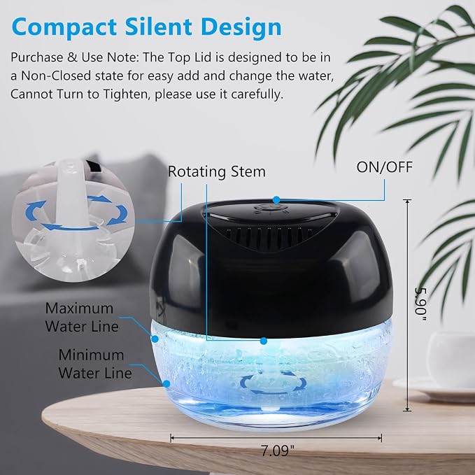 Purifier Air Washer, Air Fresher Aroma Diffuser for Home, Office, Air Purifier with Night Light (Black)