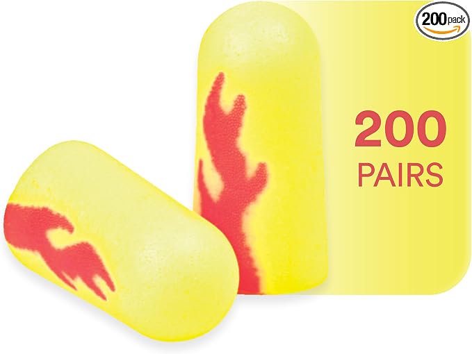 3M Ear Plugs, 200 Pairs/Box, E-A-Rsoft Yellow Neon Blasts 312-1252, Uncorded, Disposable, Foam, NRR 33, Drilling, Grinding, Machining, Sawing, Sanding, Welding, 1 Pair/Poly Bag