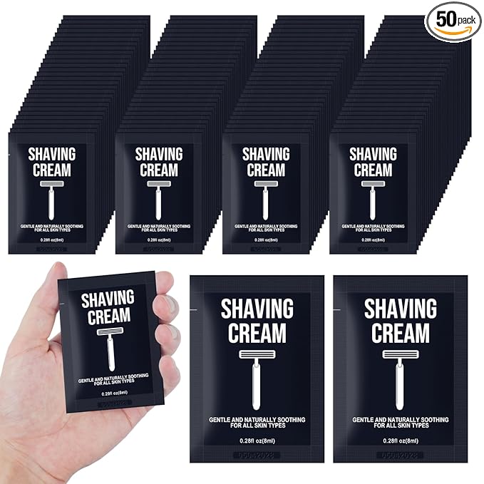 Travel Shaving Cream Bulk for Men 8ml/0.28fl oz,Disposable Shaving Cream in Bulk Individual Travel Shave Cream for Hotel Homeless Charity Home Nursing (Jasmine,Pack of 50)