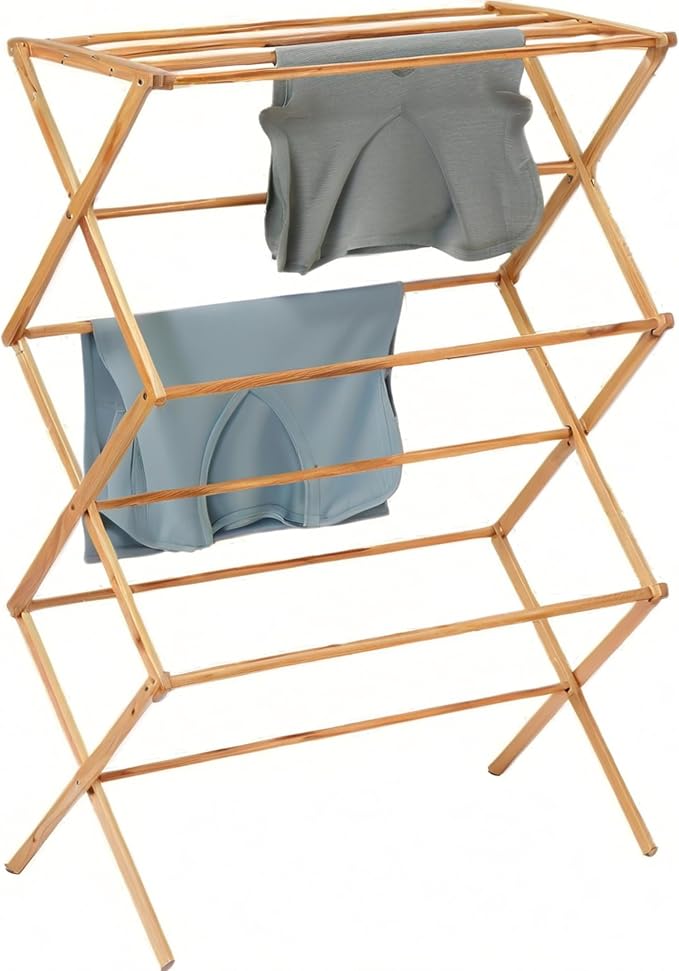 Collapsible Bamboo Drying Rack – Foldable Laundry Drying Stand for Indoor/Outdoor Use – Space-Saving Clothes Rack for Towels, Blankets & Delicates | Foldable Laundry Drying Stand for Indoor/Outdoor Use – Space-Saving Clothes Rack for Towels, Blankets &...