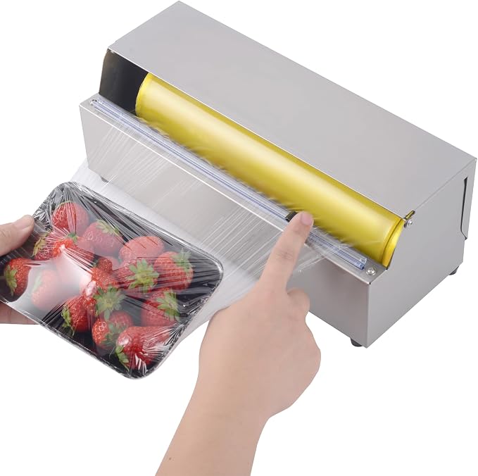 12 Inch Plastic Wrap Dispenser with Cutter - Drop-in Stainless Steel Foil Organizer Fits 12 Inch Rolls, Space-Saving Cling Film Holder for Home Kitchen and Small Bakery