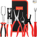 TOOLEAGUE Fuel Line Pliers Set 6Pcs, Hose Remover, 9" Fuel Filter Caliper, Hose Pipe Clamp Clip, Flat Hose Clamp Plier, 30 Degree Disconnect Pliers Set for Auto Maintenance with Storage Case