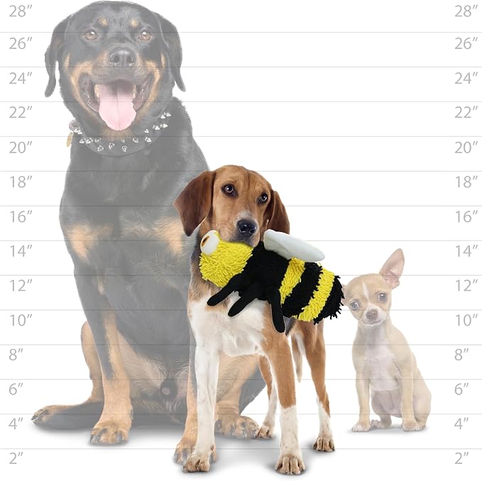MIGHTY® 2 Pack Microfiber Medium Bee Dog Toys | Ultra Durable Plush Toy with Multiple Layers & Reinforced Seams , Washable and Floats , Mighty® Construction