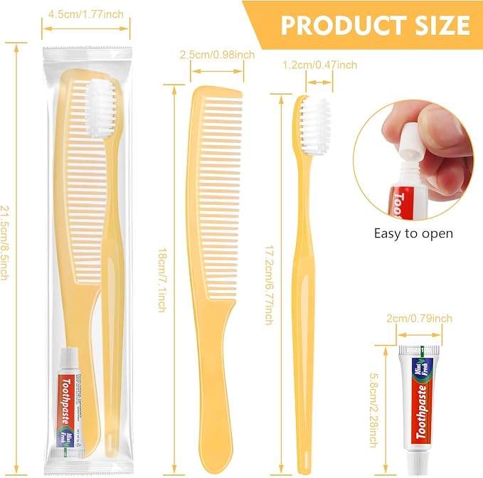 NICEMOVIC 1000 Pack Disposable Toothbrushes Bulk with Toothpaste and Comb Travel Size Toothpaste Set Homeless Care Package Supplies for Bulk Individually Wrapped Disposable Travel Hotel Charity