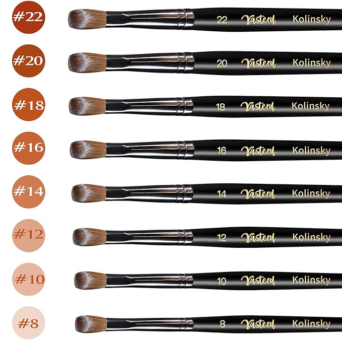 Yasterd Acrylic Nail Brushes - Kolinsky Size 16 Oval Crimped Shaped Brush for Acrylic Application, Black Wood Handle Professional Nail Art Powder Brush Manicure Tool