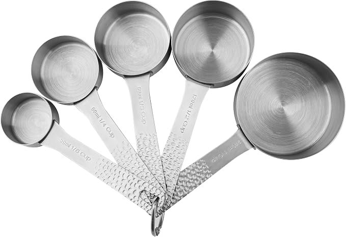 Measuring Cups and Spoons Set, 18/8 Stainless Steel Measuring Cups and Spoons Set for Baking & Kitchen, Metric & US Metal Measure Cup and Spoon for Dry & Liquid