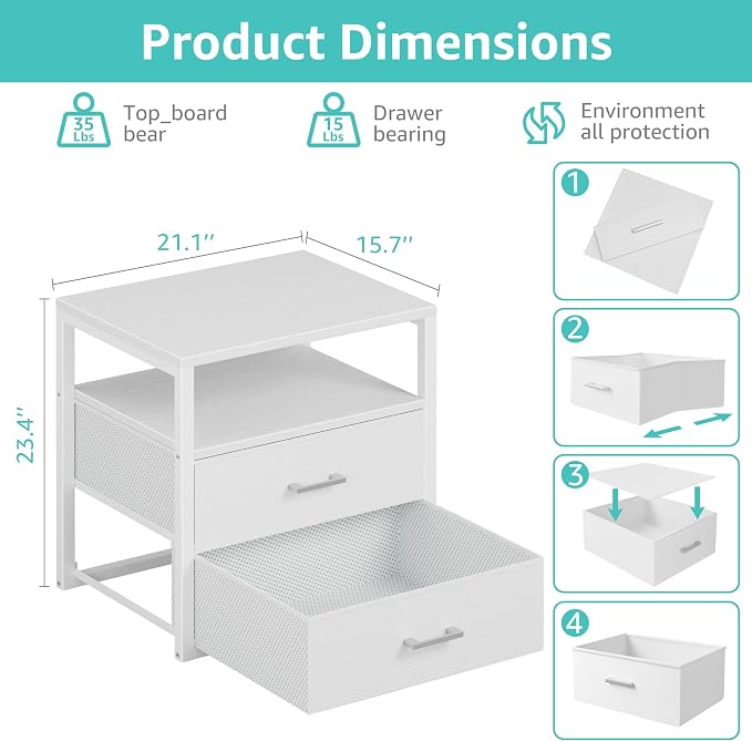 BOLUO White Closet Drawers with Open Shelf for Closet Organizers and Storage Bedroom Dorm Modern Large