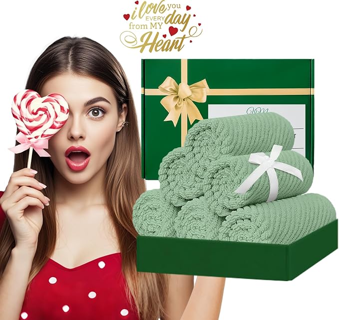 VOOVA & MOVAS Face Towels 6PC, 100% Cotton, 13x13 in, Mint Green | Quick Dry, Thick, Soft, Absorbent, Luxury Face Towels For Bathroom & Showering, Bathroom Decor